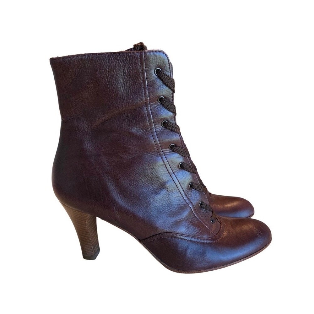 Vintage Marc Jacobs Brown Leather Lace‎ Up Ankle Boots Heels 9M Made in Italy